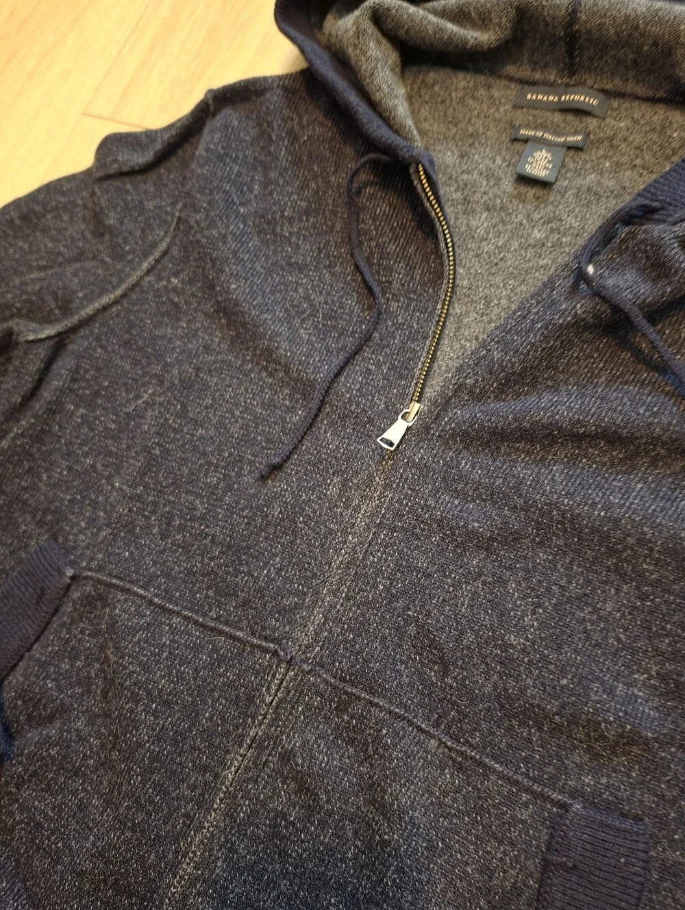 Banana Republic Women’s Wool Blend Full Zip Hoodie Sweater Navy Size Large